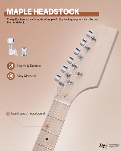 Leo Jaymz DIY Single Cut Electric Guitar Kits with Mahogany Body and Neck - Rosewood Fingerboard and All Components Included (LP Hollow)