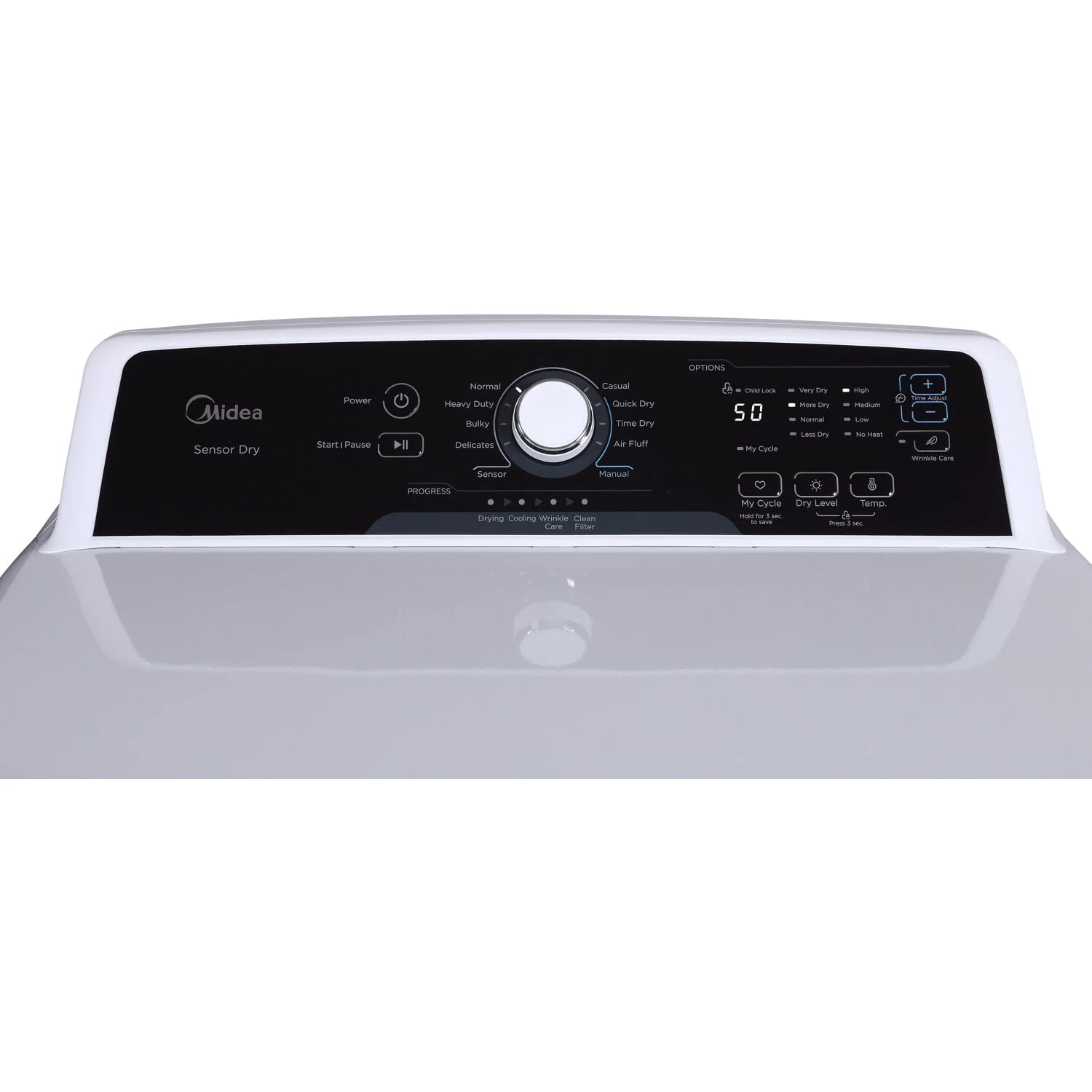 Midea 6.7-Cu. Ft. Impeller Top Load Electric Dryer in White