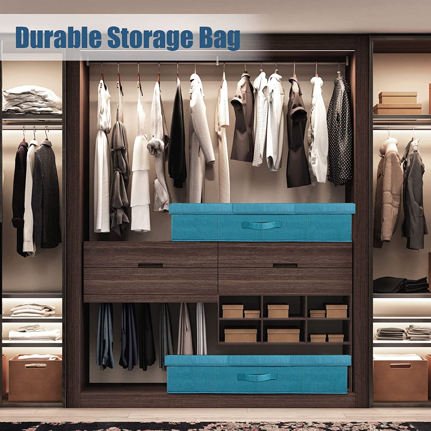 dxynlzq HCOCM   Underbed Storage Containers Bin with Lids (2pcs) Large Under Bed Storage Organizer Box with Handle  Foldable Under the Storage Bags for Organizing Clothes  Shoes  Blankets