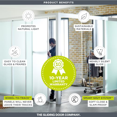 TSDC Narrow 48"x80" 2-Pane Modern Interior Sliding Glass Doors Room Dividers with Aluminum Framed Clear See-Through Tempered Glass for Residential & Commercial Spaces (Silver, 48" W x 80" H)