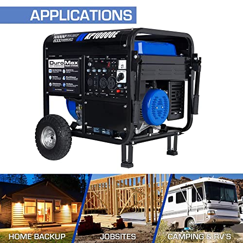 DuroMax XP12000EH 12,000-Watt Dual Fuel Portable Generator – Gas & Propane, Electric Start, Whole Home Backup Power, Transfer Switch Ready, RV & Emergency Ready