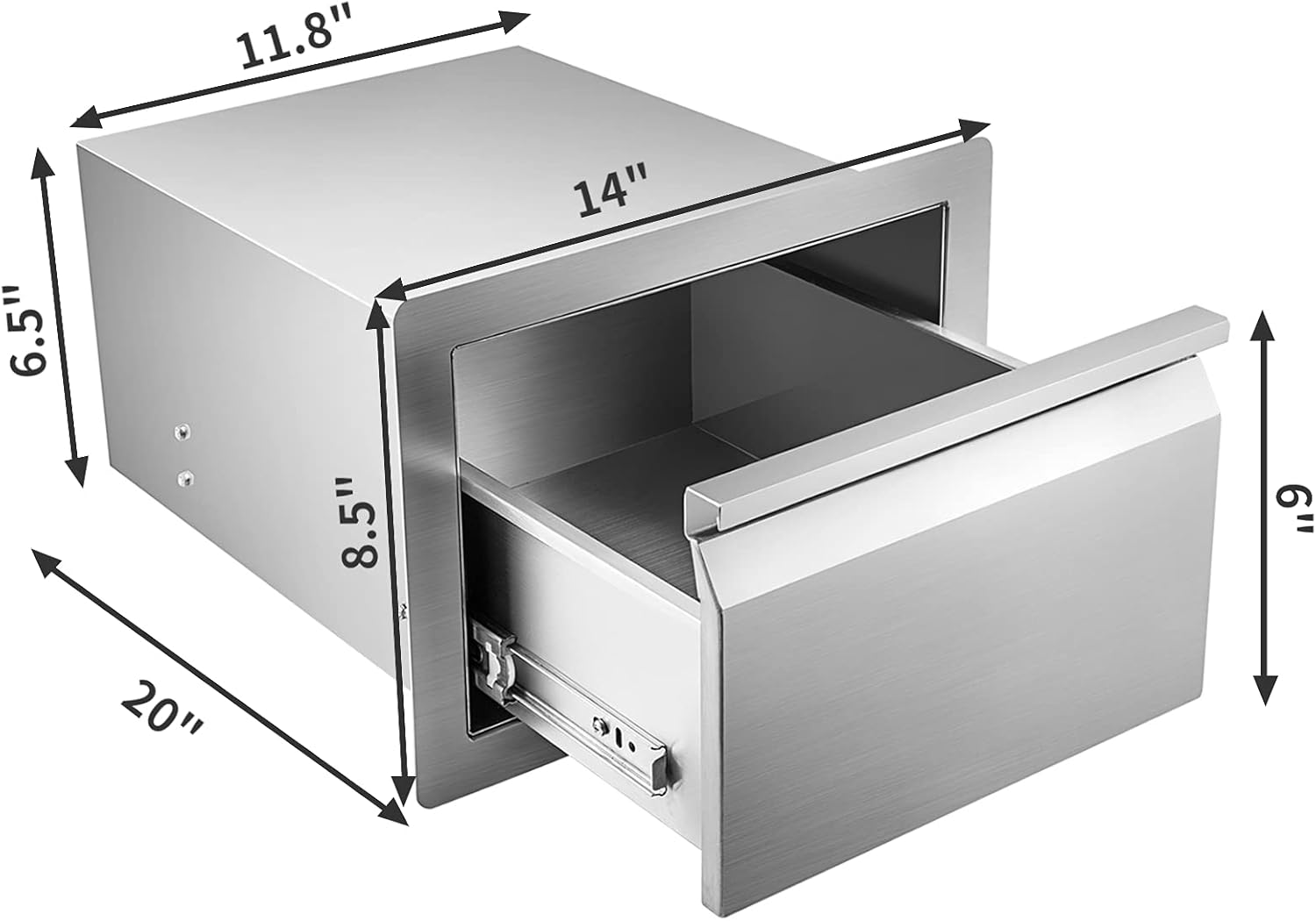 Hottoby Outdoor Kitchen Drawers Stainless Steel Double Access BBQ Drawers Box Frame Style Flush Mount for Outdoor Kitchen Cabinets& BBQ Island/Grill(18''x20''x15'' 304BBQ Storage Double Drawers)