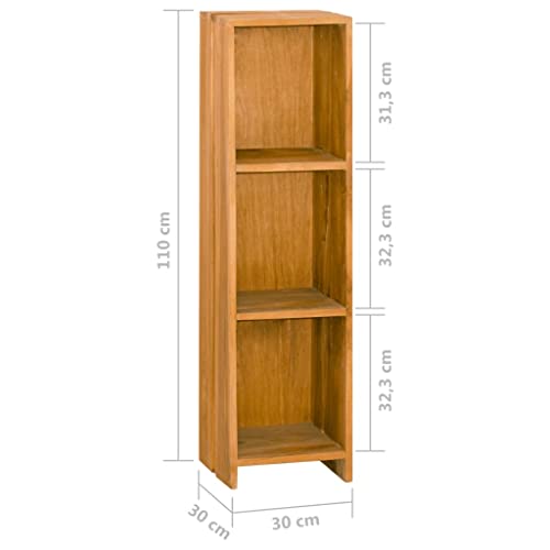 Bookcases & Standing Shelves Bookshelf 11.8"x11.8"x43.3" Solid Wood Teak,Sturdy Teak Bookshelf with 2 Shelves for Books, Magazines, and Decor Furniture for Home Office