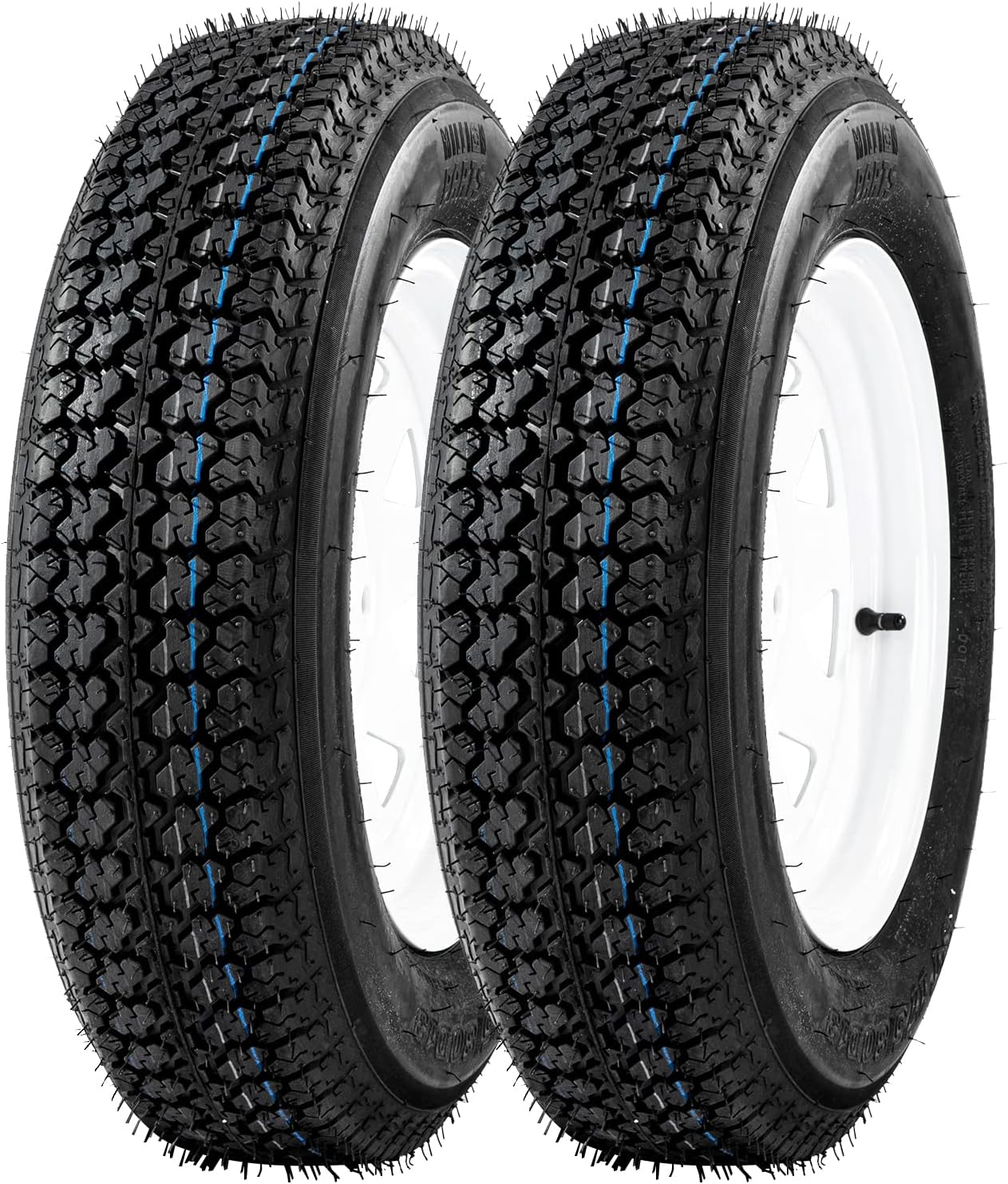 Set of 2 ST175/80D13 Trailer Tire Rim 13" White Spoke Trailer Wheel with bias ST175-80D/13 Tire Mounted (5x4.5) bolt circle