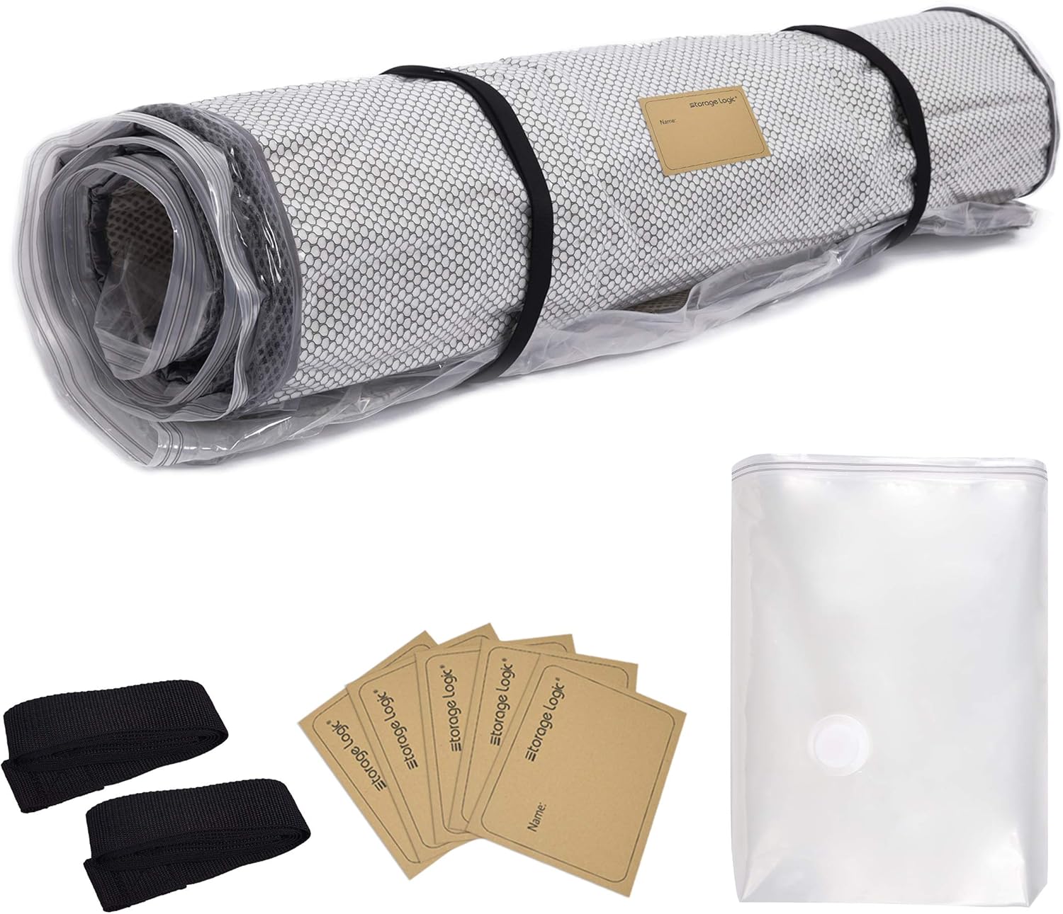 (King/Cal King) Foam Mattress Vacuum Bag 5 Name Tags, Straps Included, Mattress Vacuum Sealable Bag