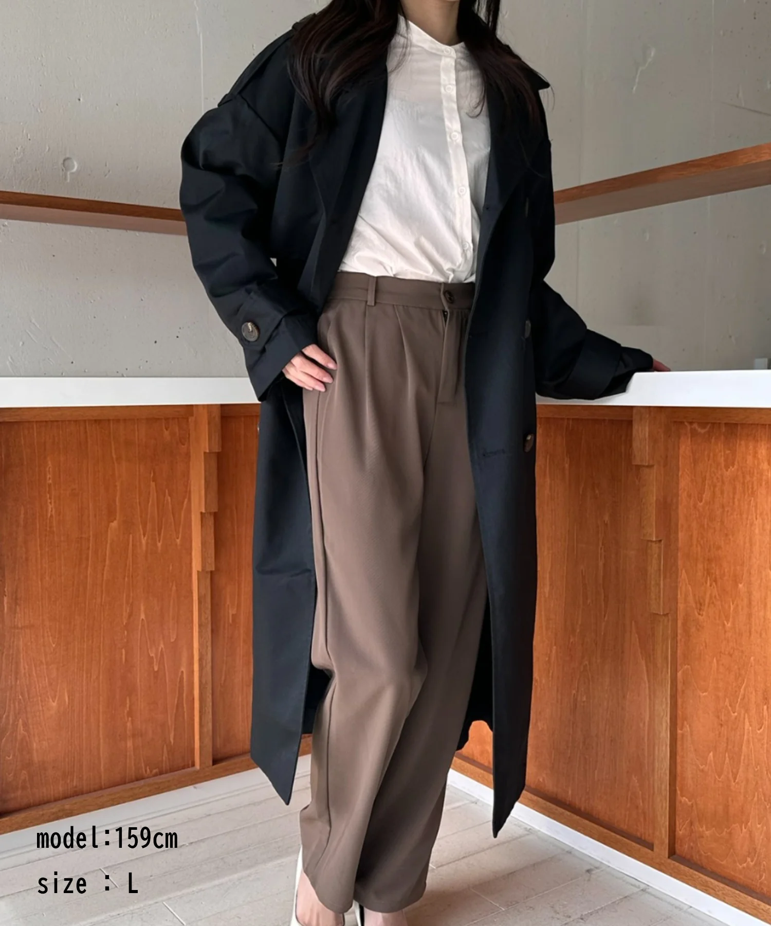 【SETUP7】Outer Trench Coat Double-Breasted Oversized Trench Big Silhouette Long Length Pocket Long Sleeve Spring Coat