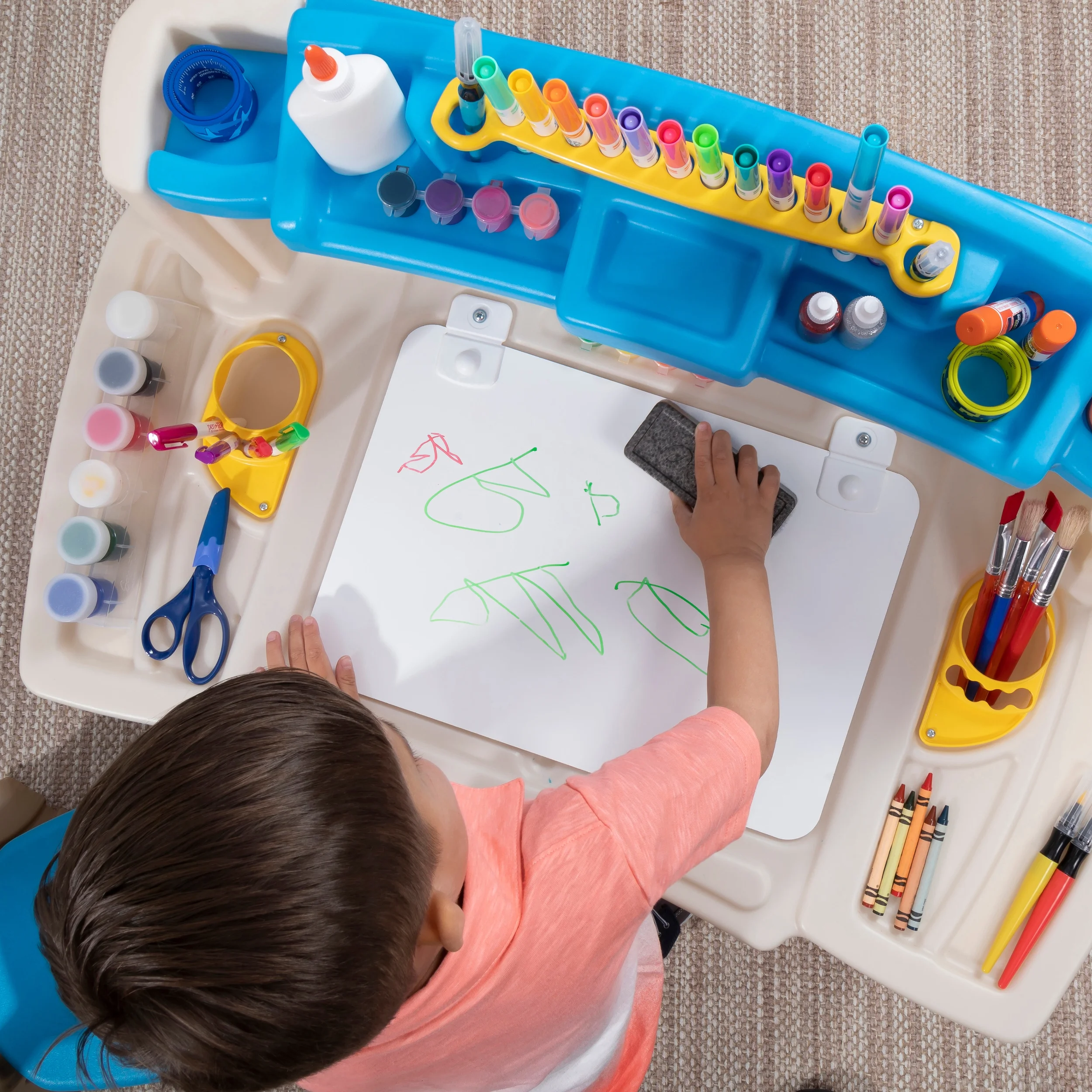 Step2 Deluxe Art Master Desk Plastic Kids Activity Center and Table
