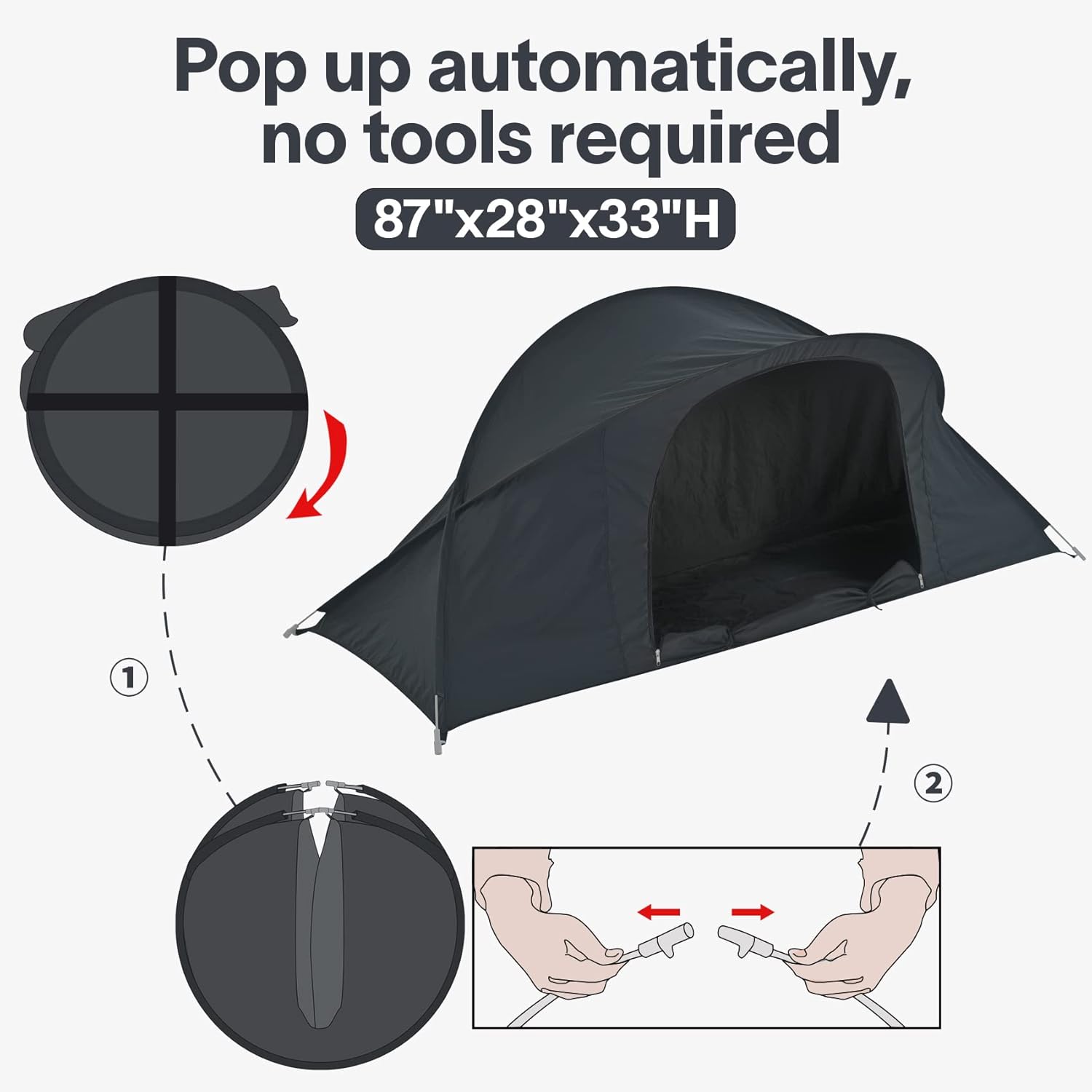 EighteenTek Bed Canopy Office Bed Tents Dream Tents Privacy Space Office Sleeping Tents Indoor Pop Up Portable One Person Lay Down NOT Sitting Frame Curtains Breathable Grey Cottage 75”x28”x31”H