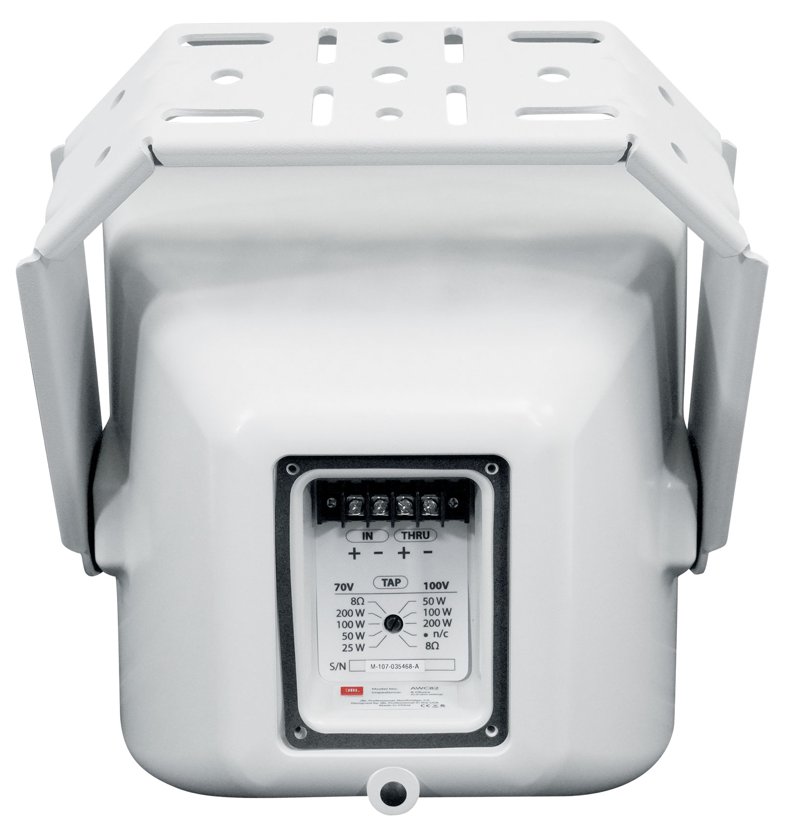 (2) JBL AWC82 8" White Indoor/Outdoor 70V Surface Mount Commercial Speakers