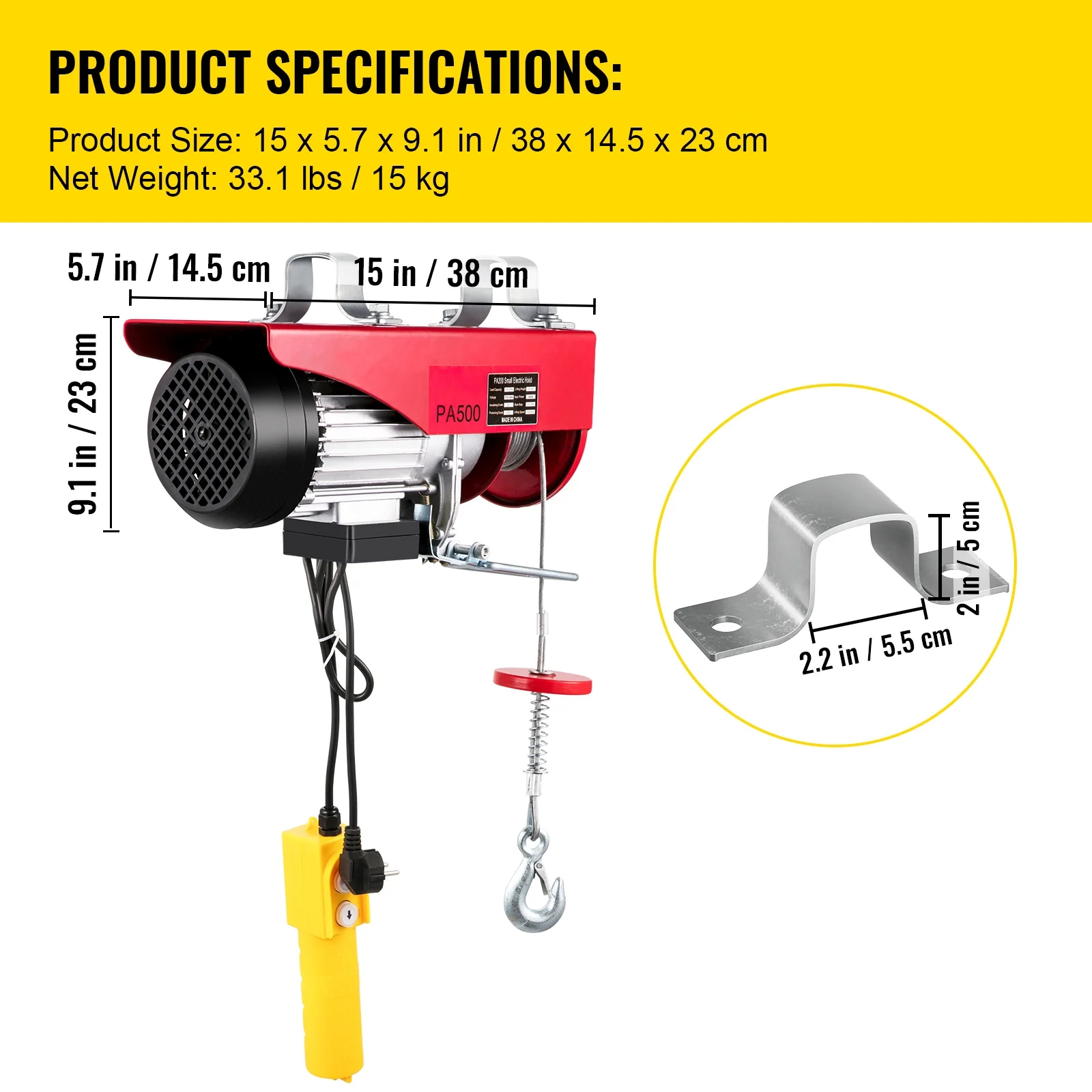 BENTISM Lift Electric Hoist 1100lbs, Electric Hoist 110v, Remote Control Electric Winch Overhead Crane Lift Electric Wire Hoist for Factories, Warehouses, Construction, Building, Goods Lifting - Curated Treasures Market