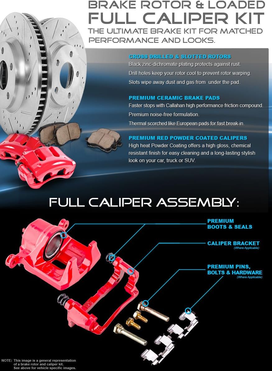 Callahan CRK12449 FRONT 331mm Premium OE 8 Lug [2] Brake Rotors + Ceramic Brake Pads + Clips [fit Ford Excursion F-250 F-350 4WD]