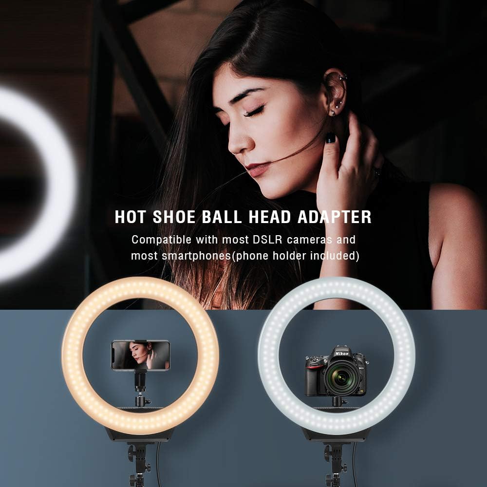RGB Ring Light 18 inch with Tripod Stand (2700-7000K) for Phone Camera iPad Selfie Live Stream YouTube TikTok Video Shooting Best Lighting Atmosphere Ringlight