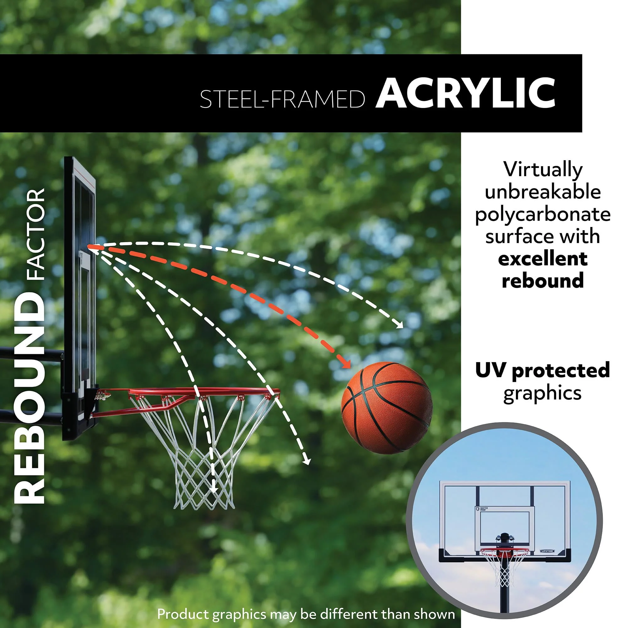 Lifetime Adjustable Portable Basketball Hoop (54-Inch Acrylic) - 71522