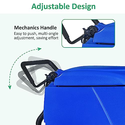 E-Macht Automatic Floor Scrubber Machine with Adjustable Handle,Commercial Cleaner Machine Walk Behind Heavy Duty Deep Full Powerbrush