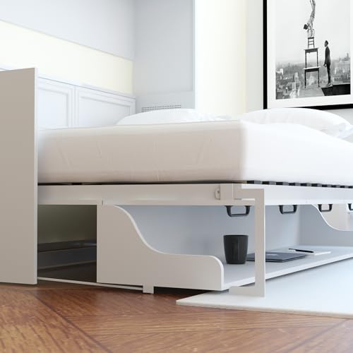 Adonis Full Murphy Bed with Desk - Horizontal Murphy Bed | Engineered and Solid Wood Construction - No Melamine Used | Smooth Painted Finish | Home Office Desk Bed Full Size