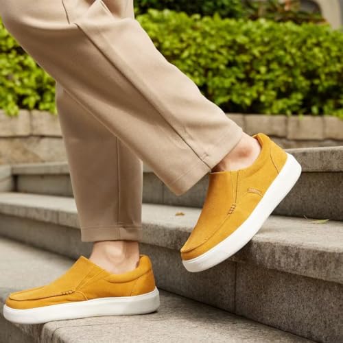 OrthoComfoot Men's Orthopedic Slip-On Shoes, Light-Weight Arch Support Walking Loafers with Anti Slip Sole, Comfortable Casual Slip-On Shoes for Foot and Heel Pain Relief