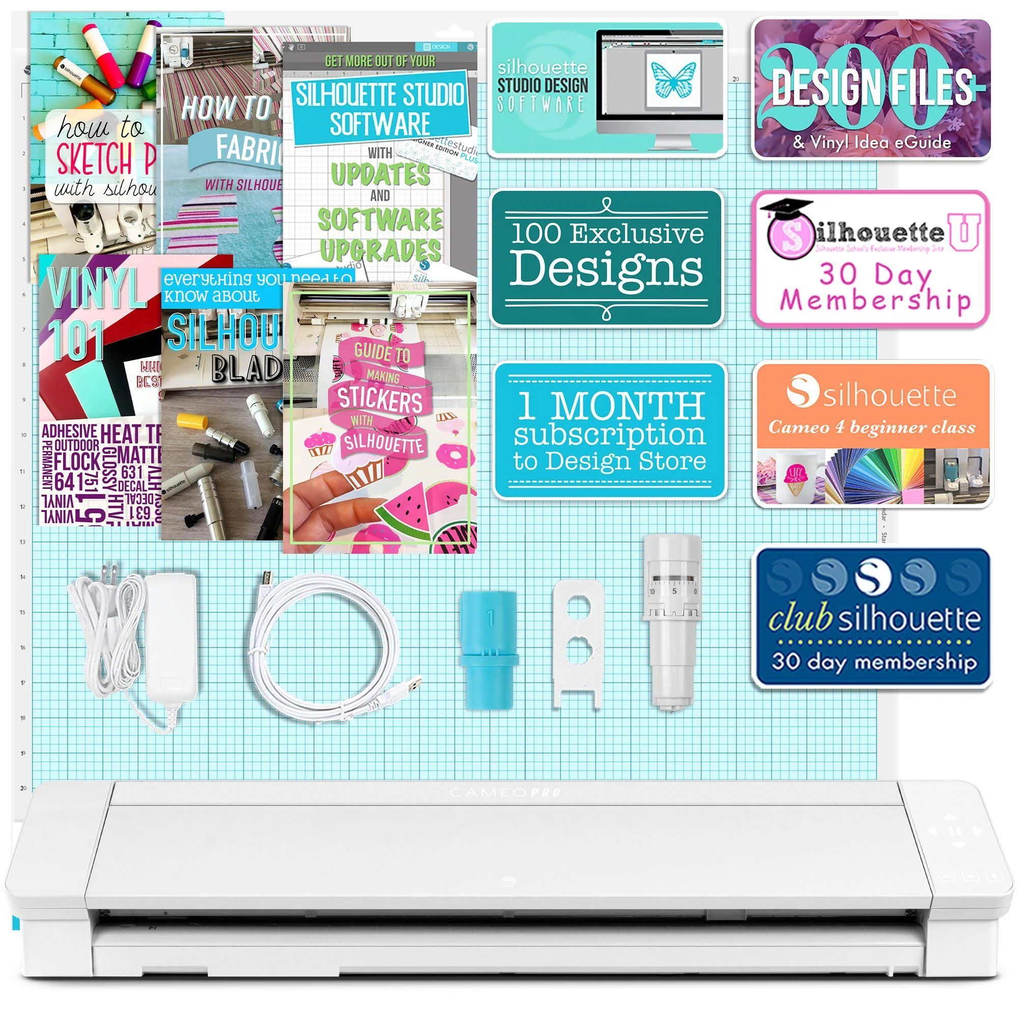 Silhouette Cameo 4 Pro - 24x22 w/ Oracal 651 24x22 Wide Vinyl Rolls, Tools, Guides