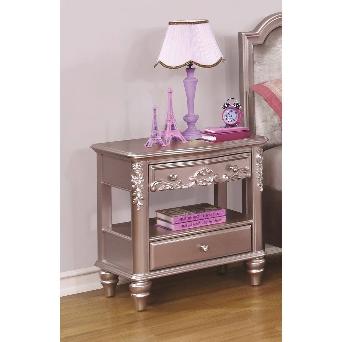 Coaster 400892 Caroline Metallic Lilac Nightstand