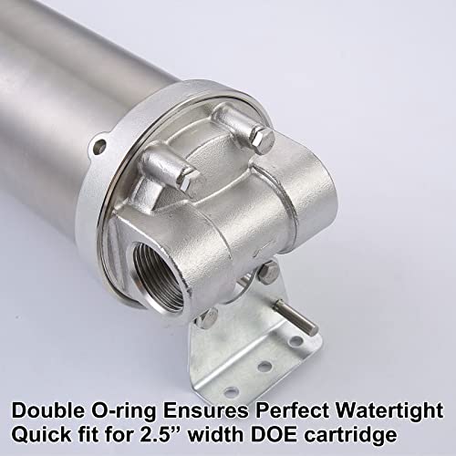 Amwater NSF Stainless Steel Filter Housing for 10" Filter Cartridge, 1" NPT Water Filter Housing for Whole House Water Purification of Stainless Steel 304