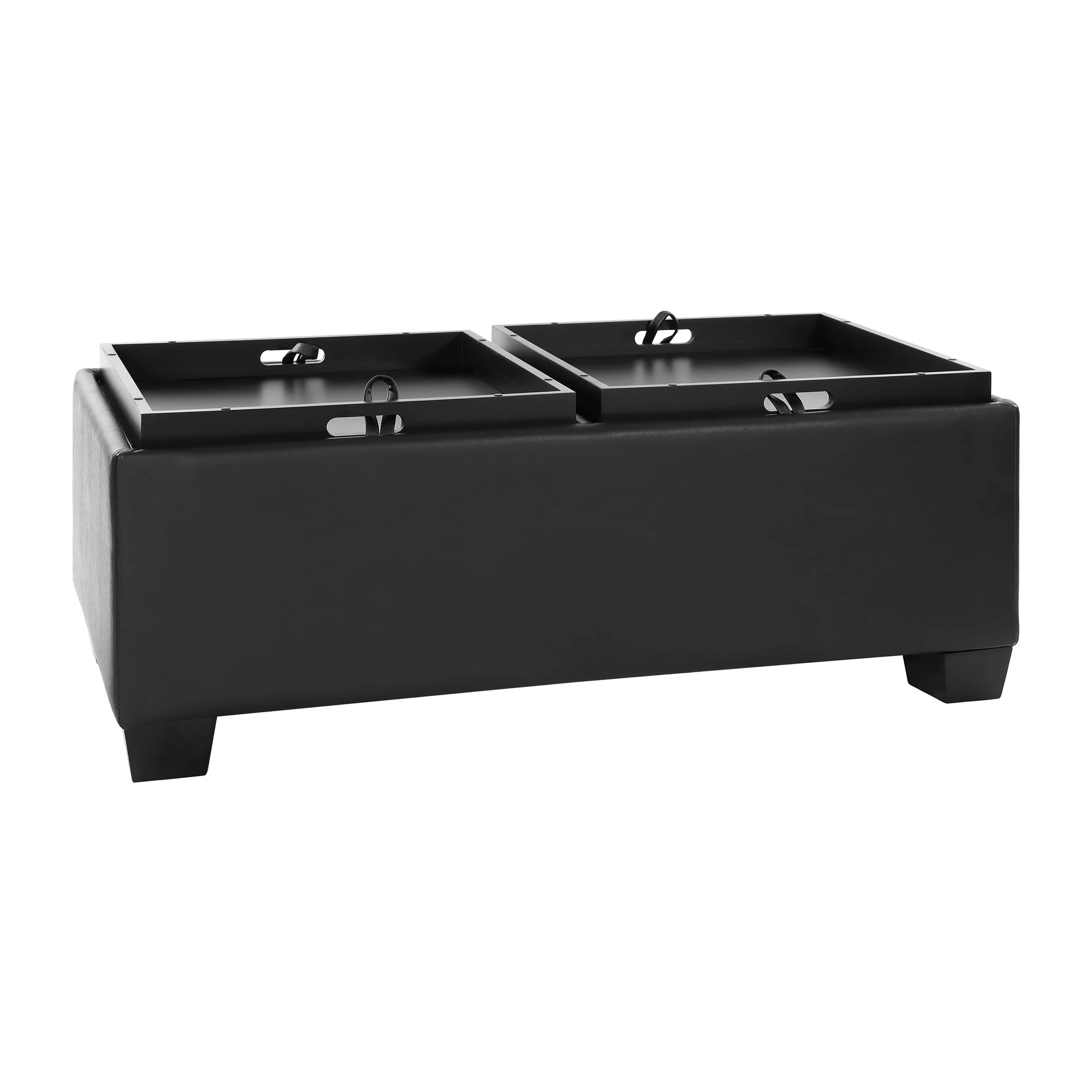 OakvillePark Allura Faux Leather Upholstered Storage Cocktail Ottoman, Espresso