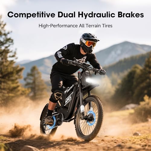 Electric-Dirt-Bike for Adults with Peak-3000W Brushless Motor and 48V 30AH Battery Max 40MPH and 80Miles, Adult Electric-Mountain-E-Bike Motorcycle with Fat Tire for Snow, Sand and Commuting