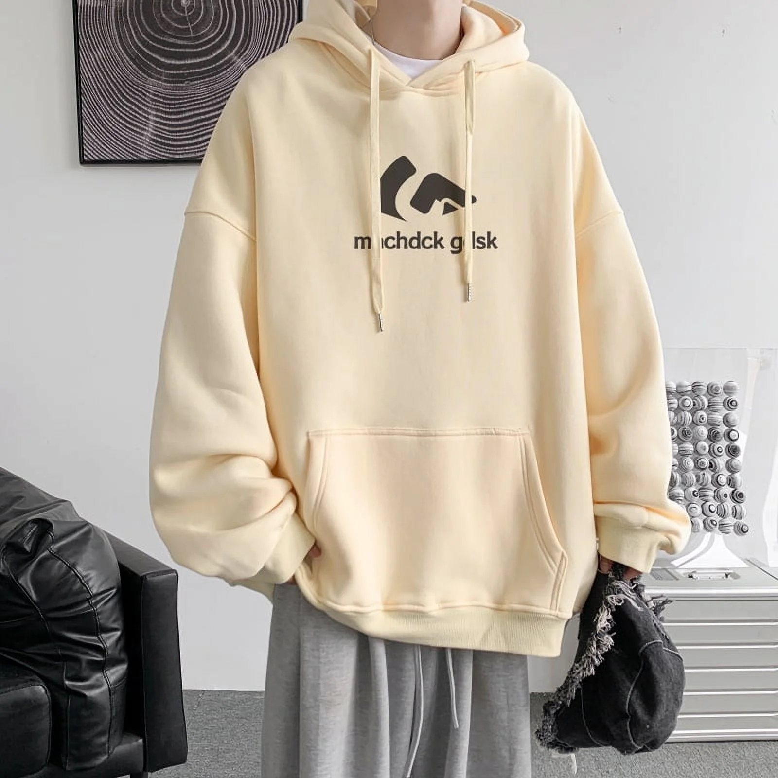 Spring And Autumn Hip Hop Hooded Sweatshirt Men'S Trendy Loose Casual Jacket Black Xl