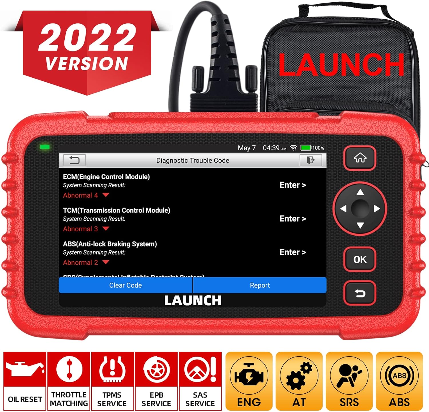 LAUNCH CRP129X OBD2 Scanner for Car, 2022 Scan Tool ABS SRS Transmission Car Check Engine Code Reader, Diagnostic Scanner for Oil/EPB/SAS/TPMS Reset, Throttle Matching, Auto VIN, Free Online Update