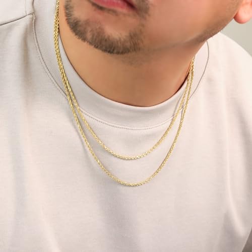 Nuragold 10k Yellow Gold 2mm Rope Chain Diamond Cut Necklace, Mens Womens Jewelry 16" 18" 20" 22" 24" 26" 28" 30"