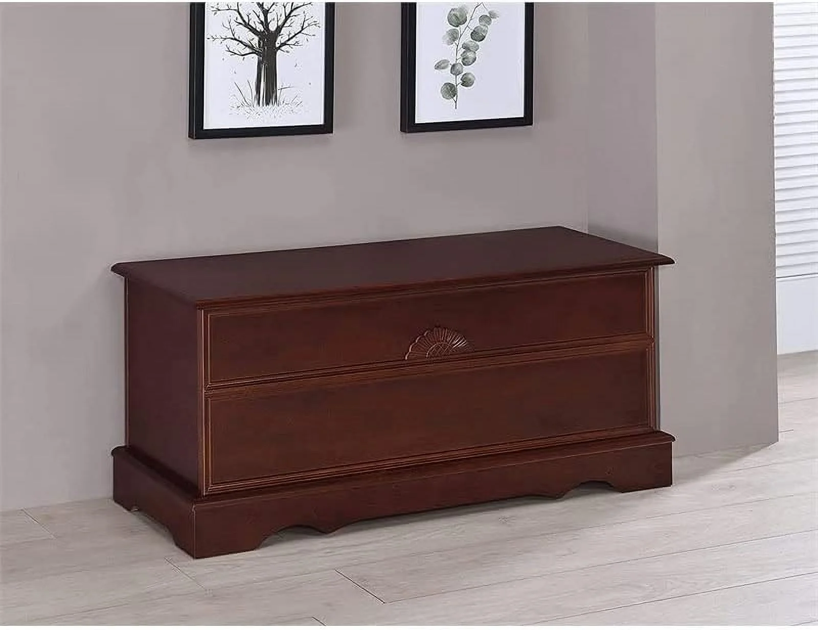 Cedar Lined Wood Storage Blanket Chest Trunk, In Warm Brown