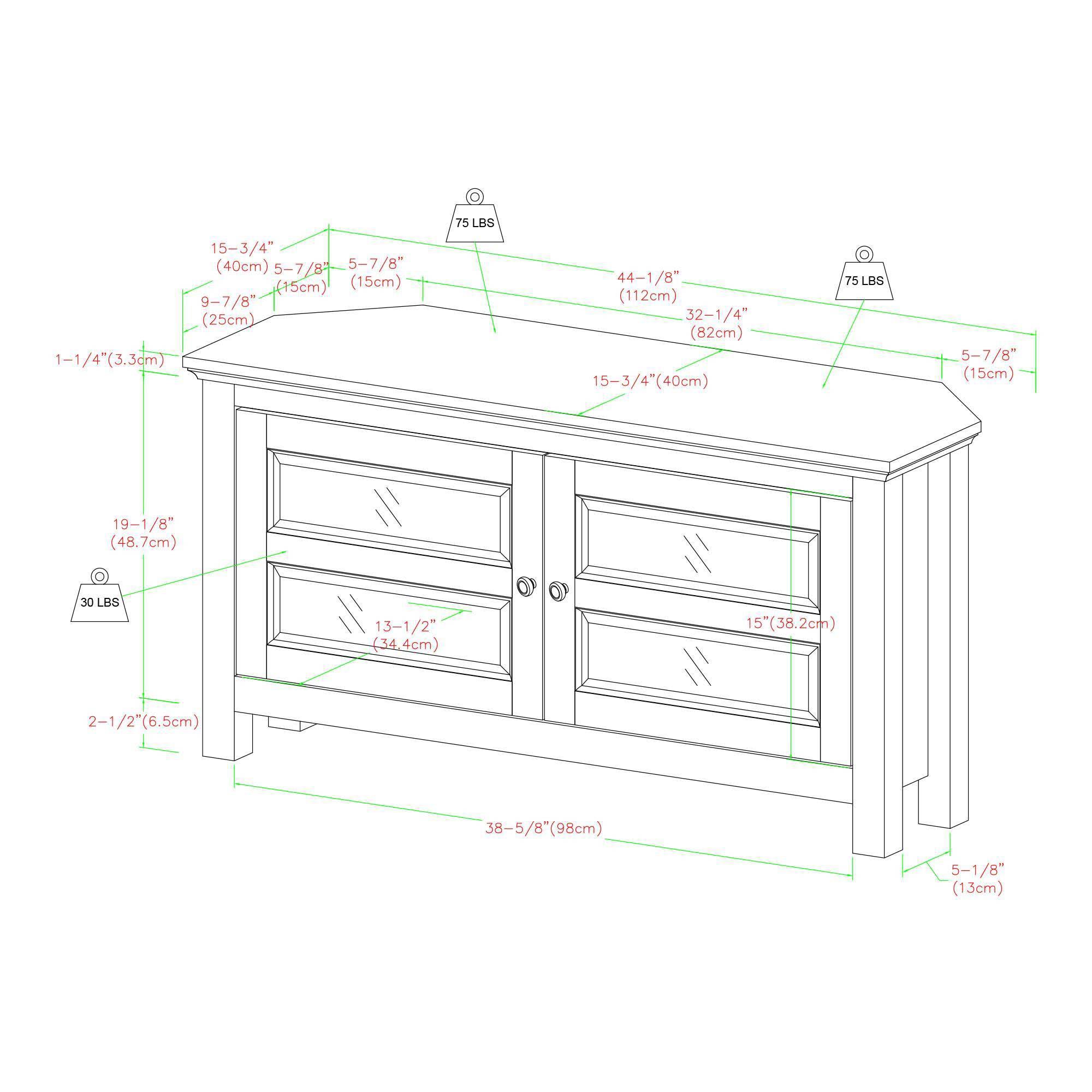 Wood Corner TV Media Stand Storage Console White Saracina Home