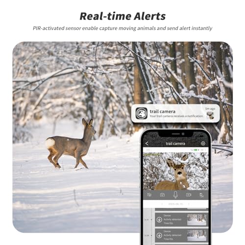 SEHMUA 4G LTE Cellular Trail Cameras 3rd Gen with Live Streaming, Cellular Game Camera Built-in SIM Card Phone Remote Access Solar Trail Camera with Motion Activated 0.2s Trigger Time IP66 Waterproof