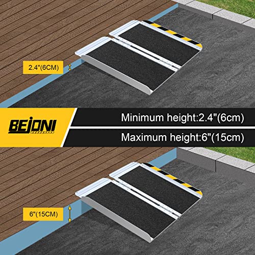 6FT Folding Aluminum Wheelchair Ramp for Home, 600 lbs Capacity, Non-Skid Portable Ramp, Folding Ramp for Wheelchairs, Ramp for Wheelchairs for Home, Steps, Stairs, Doorways