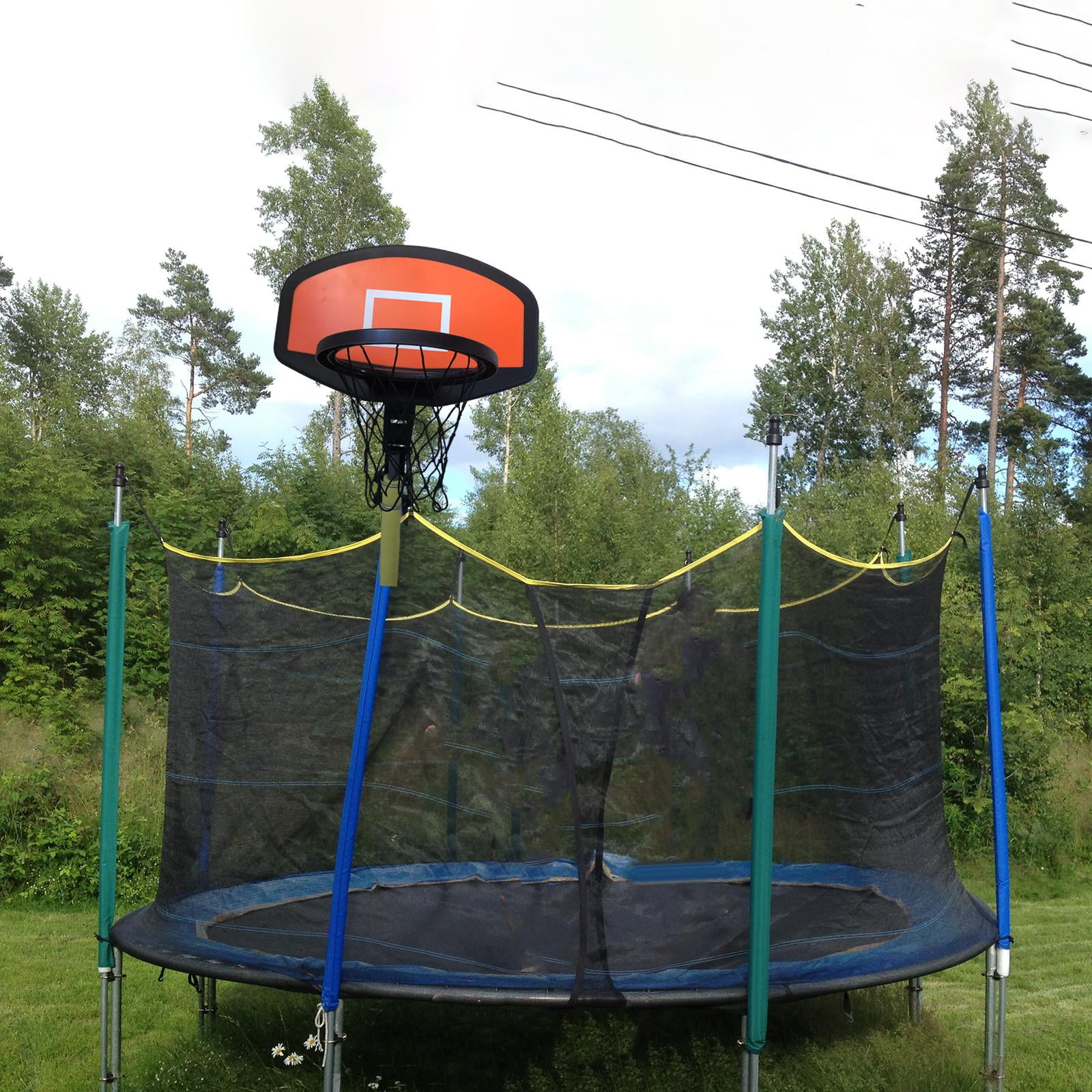 Basketball Hoop for Trampoline Basketball Backboard Toy Outdoor Sports Basketball Frame Trampoline Attachment for Curved Pole Outside Garden