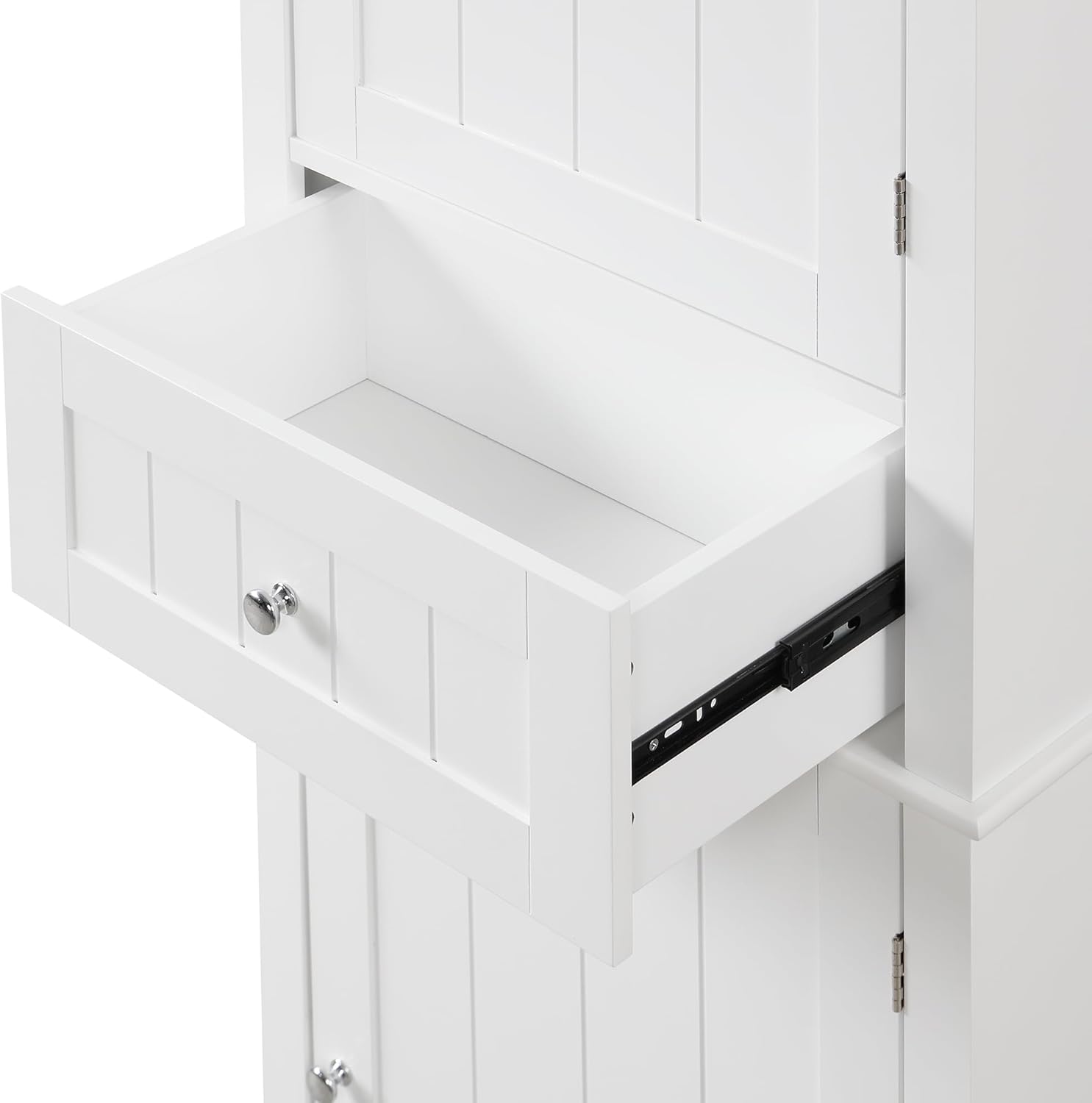 DofFo 67.3“ Tall Linen Bathroom Storage Cabinet, Modern Linen Cabinet Freestanding with 2 Doors and 1 Drawer, Bathroom Organizers Storage, Shelves for Bathroom, Living Room, Anti-Tipping, White