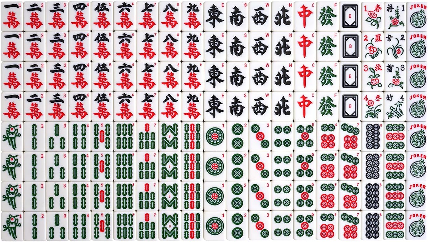 Folding American Mahjong Table, Fully Automatic Home Mahjong Table for Chinese/American, Slim with Wheels, Comes with 2 Sets of Tiles