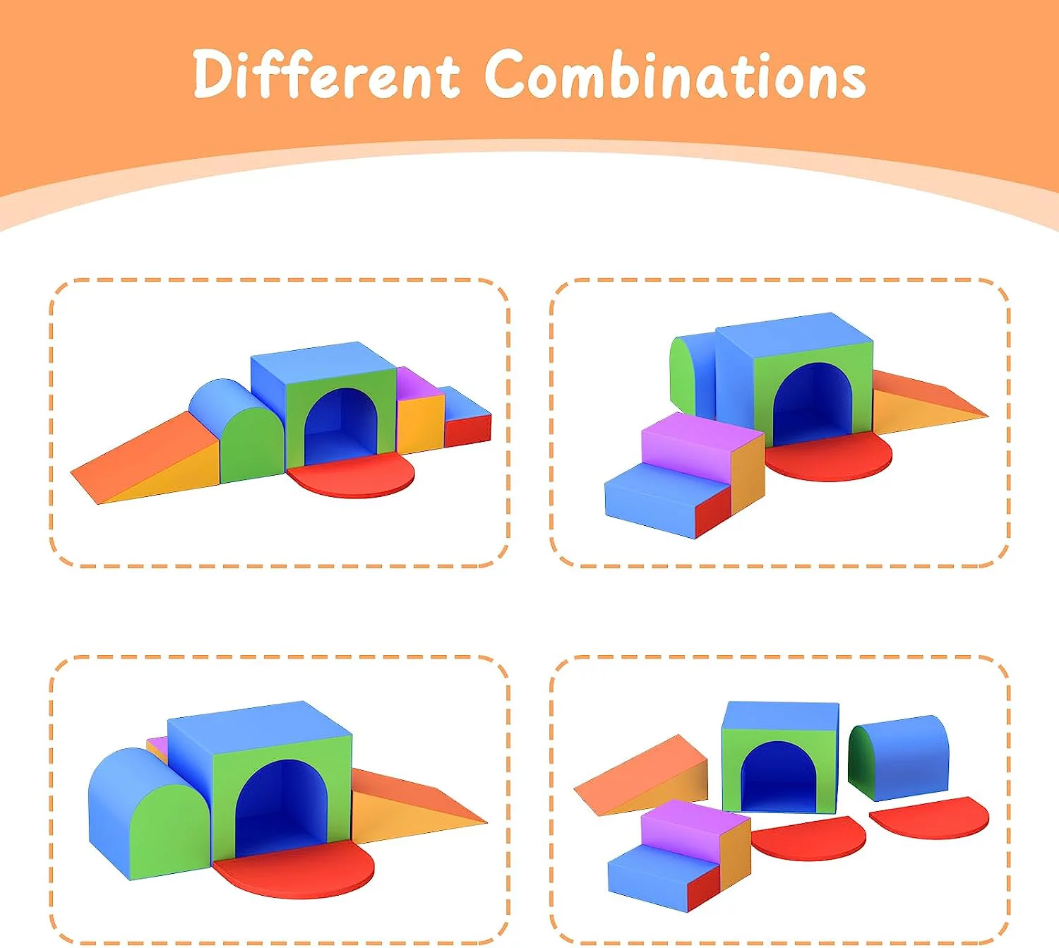 Wanan Foam Climbing Blocks for Toddlers, 7Pcs Climbing Toys for Toddlers Crawl and Climb, Foam Blocks for Kids with Tunnel, Baby Climbing Toys Indoor Foam Play Jungle Gym