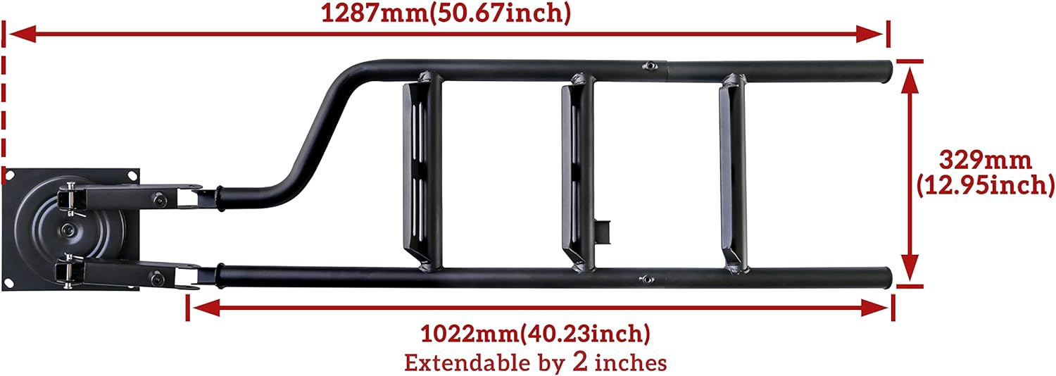 POKIAUTO Universal 42" Foldable Pickup Truck Tailgate Ladder, Heavy Duty Folding Tailgate Step Ladder with Lock Device Universal Fit for Pickup Truck (F150, RAM 1500 etc.) Accessories