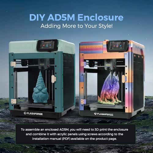 FLASHFORGE Adventurer 5M 3D Printer, 600mm/s High-Speed, 1 Click Fully Auto Leveling, Upgraded Direct extruder Quick Detachable 280°C Nozzle, Dual-Sided PEI Coating Plate, Print Size 220x220x220mm
