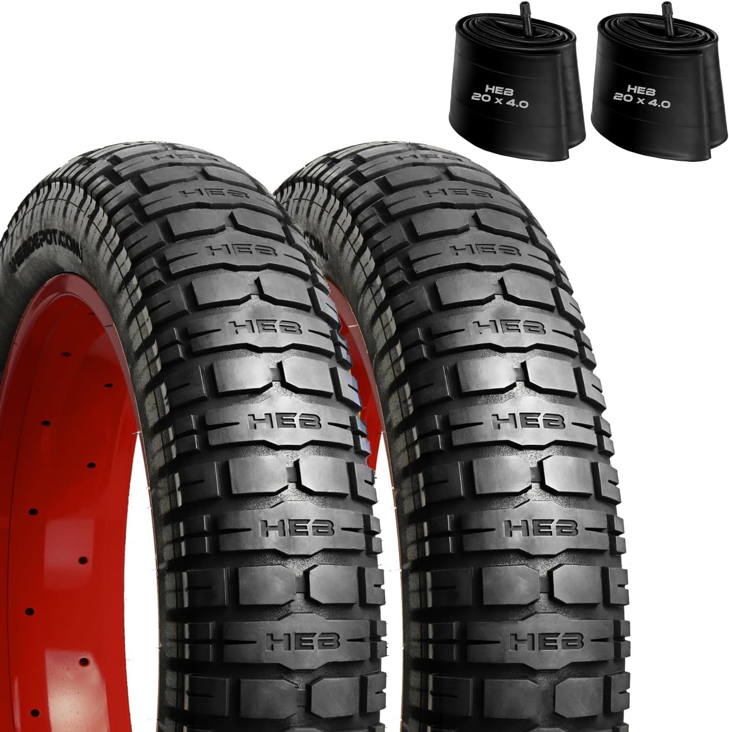 HEB VIPERESS 20x4.0 Fat Tire (Two Tires and Two Tubes) - E Bike Tires and Tubes