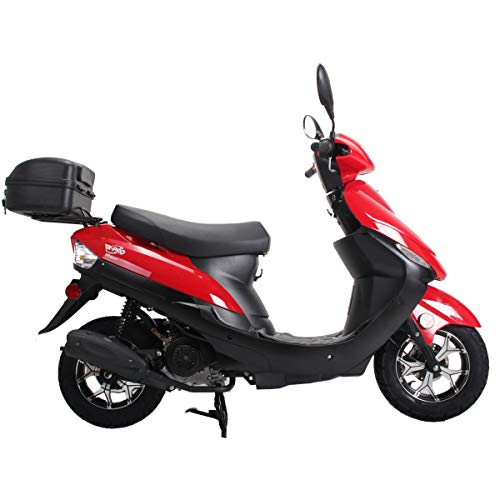 X-PRO 50cc Adult Moped Gas Moped Motorcycle 50cc with 10" Aluminum Wheels, Electric/Kick Start! (Black, Factory Package)