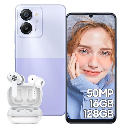 Blackview Color 8 Unlocked Cell Phones, 16GB+128GB+SD 2TB, 50MP Camera Smartphone, Mobile Phones 6000mAh Battery+18W, 6.75" HD+ 90Hz Cellphone, 4G Dual SIM/3 Card Slots,Fingerprint,3.5mm Earphone Jack