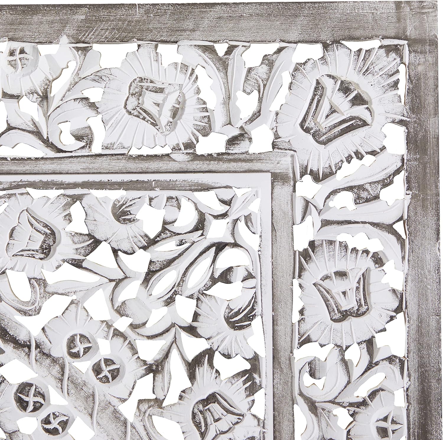 Deco 79 Wood Carved Wall Panel, 60 by 60", White, (34114)
