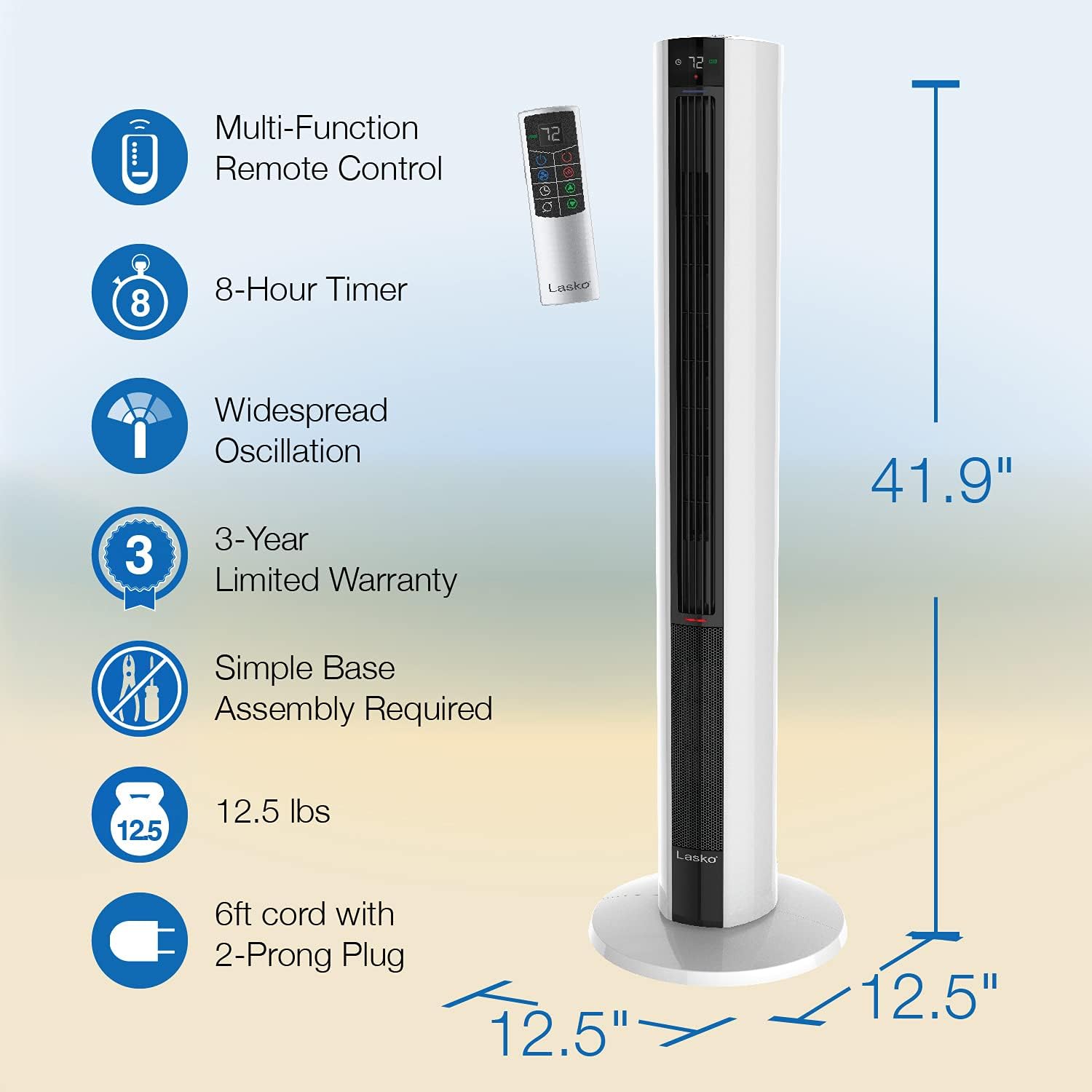 Lasko FH500 Fan & Space Heater Combo Tower, 42 Inch, Black White