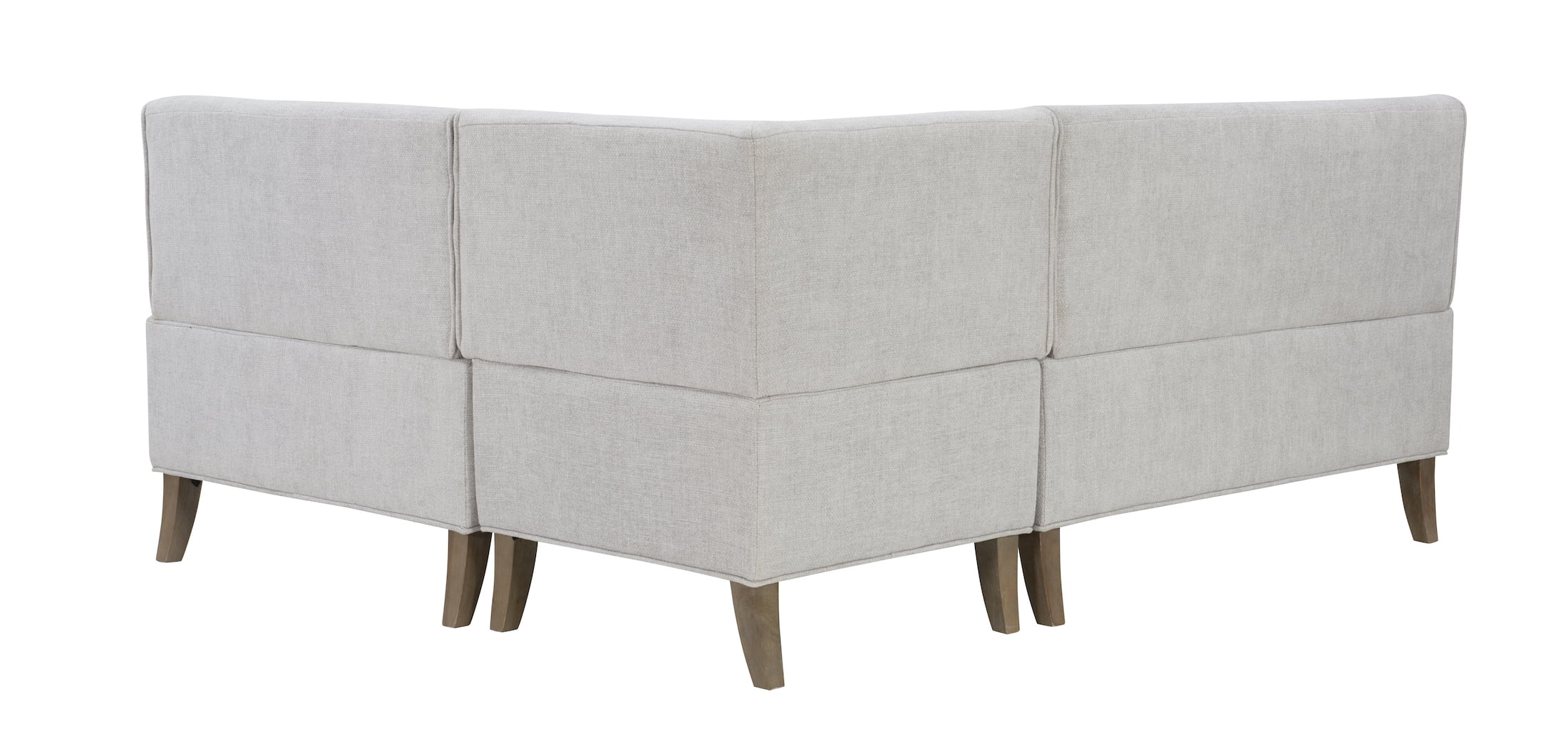 Augusta Upholstered Corner Dining Breakfast Nook, Seats 5, Natural with Light Gray Fabric