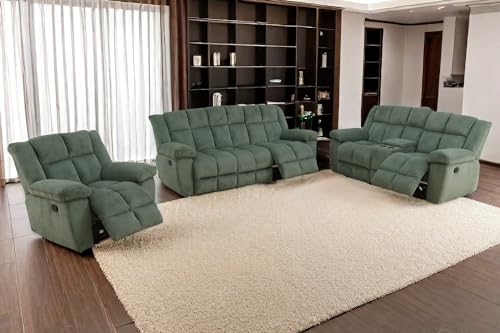 A Ainehome Manual Recliner Sofa Set, Corduroy Recliner Chair, Modern Loveseat Sofa, Modern Reclining Sofa Couch and Recliner Couches for Living Room/Office(Sofa, green)
