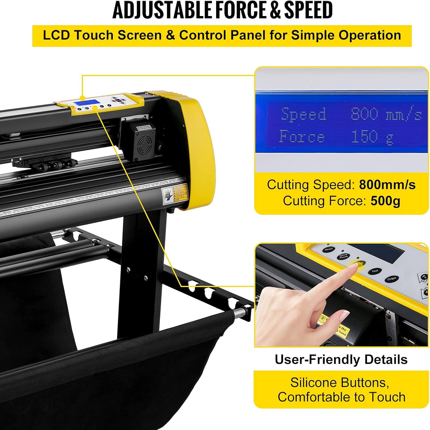 VEVOR Vinyl Cutter Machine, 28 in / 720 mm Max Paper Feed Cutting Plotter, Automatic Camera Contour Cutting LCD Screen Printer w/Stand Adjustable Force and Speed for Sign Making Plotter Cutter