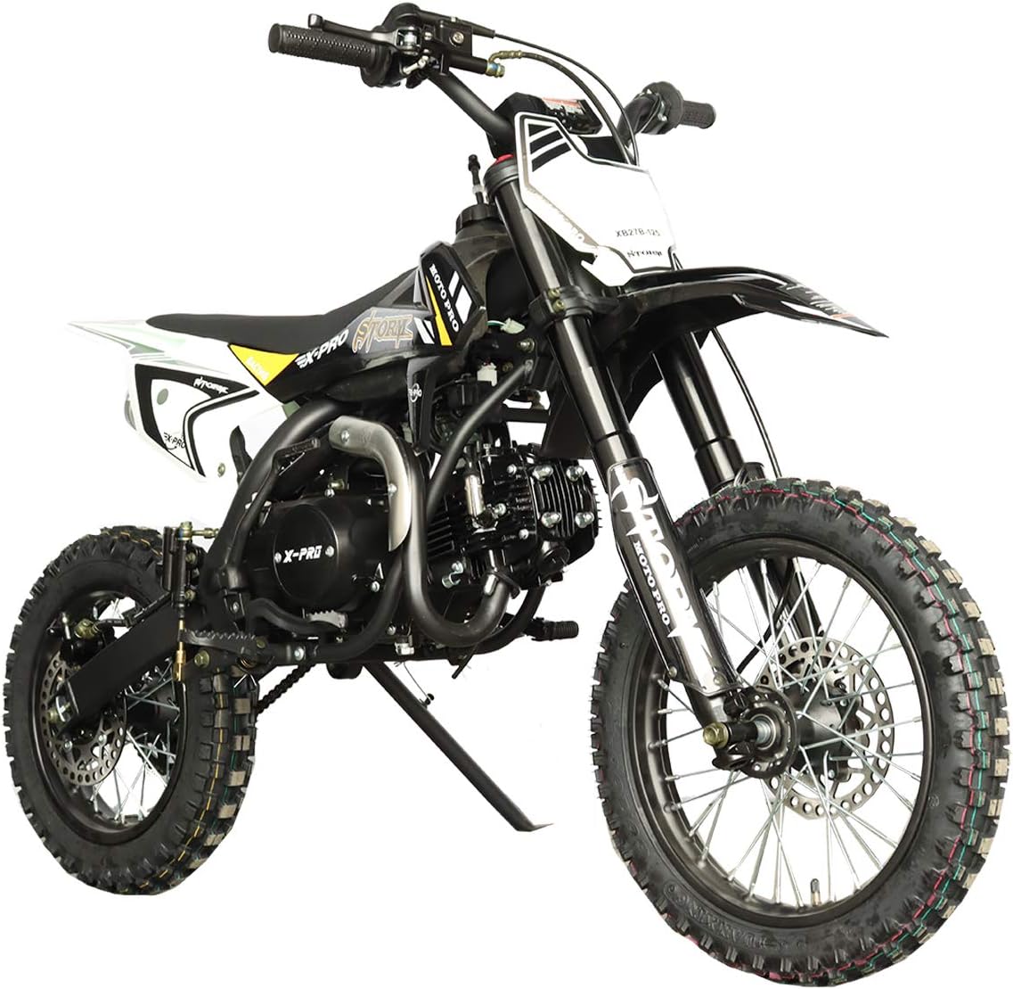 X-PRO 125cc Kids Dirt Bike Pit Bike Youth Dirt Pit Bike with 4-Speed Semi-Automatic Transmission, Big 14"/12" Tires! (Black)