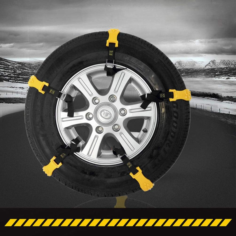 FAVOMOTO 10Pcs Car Snow Chains Anti Slip Tire Chains Portable Emergency Traction Snow Mud Chains for Snowfield Winter Driving Truck Yellow Pack of 2