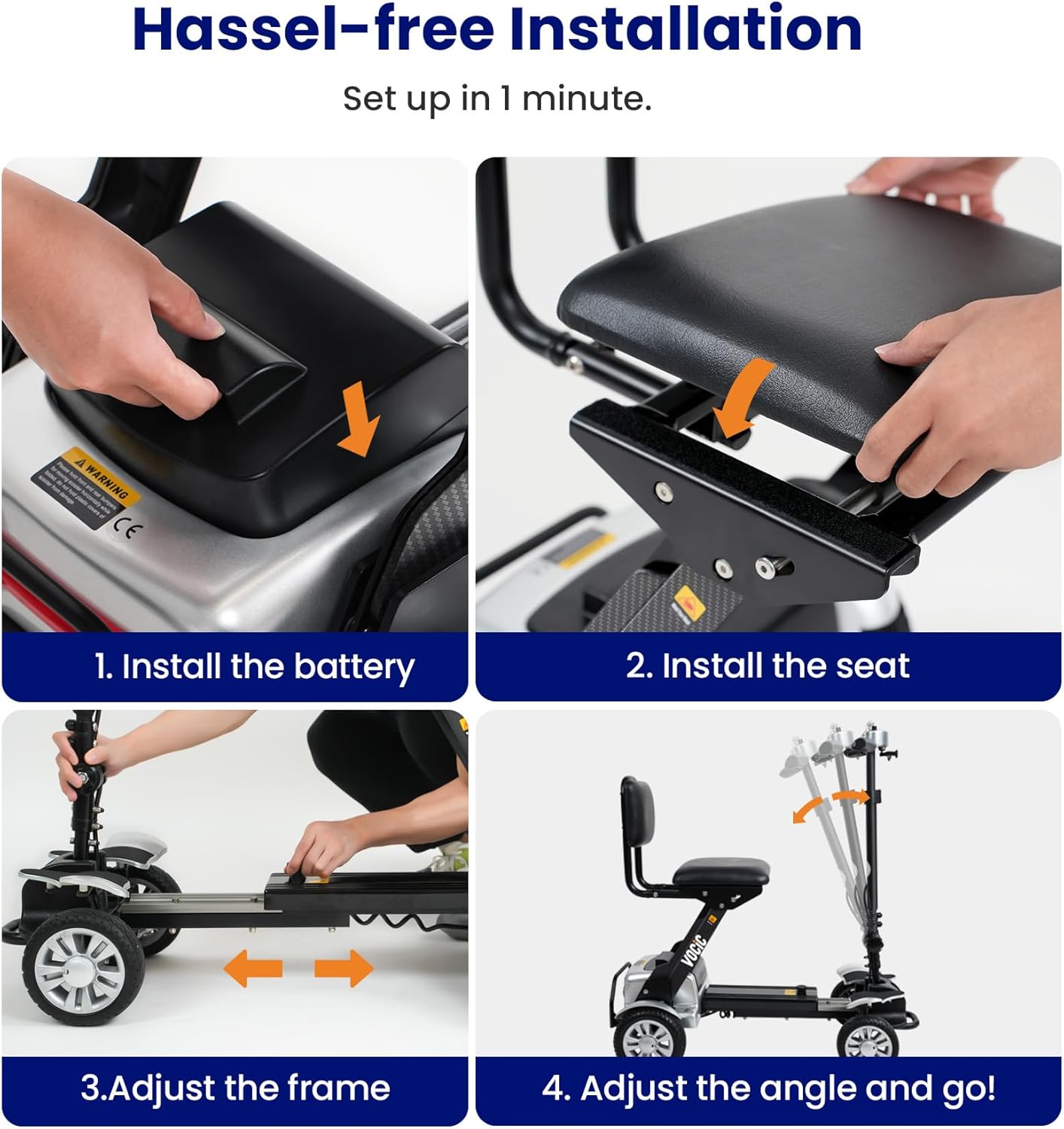 Mobility-Scooter-Carbon-Fiber, Powered-Mobility-Scooters-for-Seniors-Adults, Lightweight Adult Motorized E Scooter 46LBS, 4 Wheel Electric Scooter with Seat, Folding Motor Scooter-2024 New
