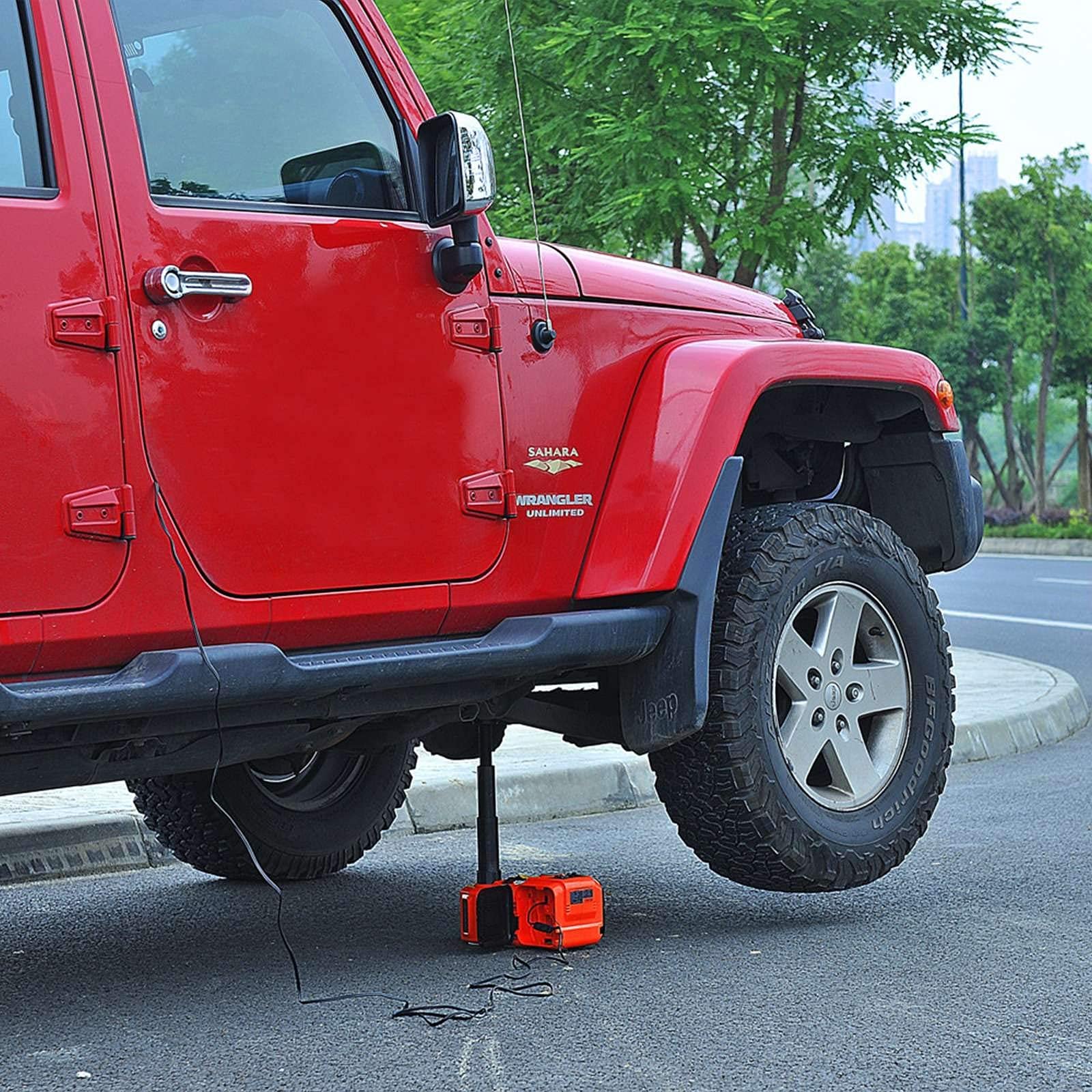 ELTPOWER Electric Car Jack,5 Ton 12V Hydraulic Jack Lift with Electric Impact Wrench,Built-in Inflatable Pump,and LED Light for SUV MPV Sedan Truck Change Tires Garage Repair